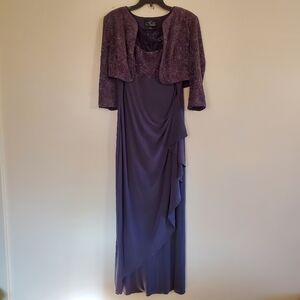 Alex Evening Sparkly Midnight Blue Gown & Cardigan Gala Formal Full Size 12